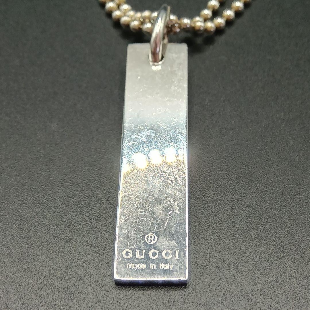 GUCCI プレート型ネックレスダブルボールチェーン 24g Silver925