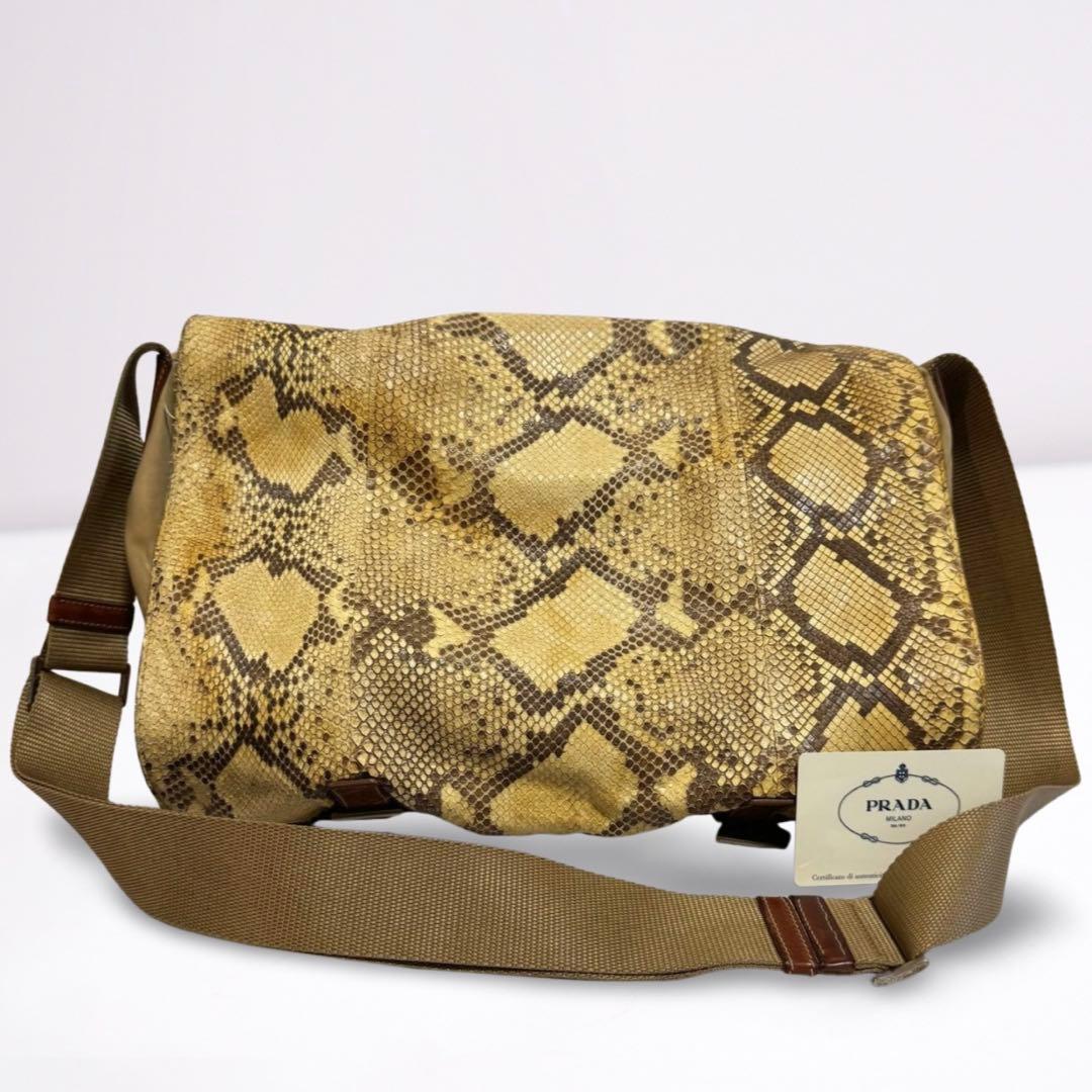 【正規品】プラダ PRADA ギャラカード メッセンジャー ナイロン×パイソン