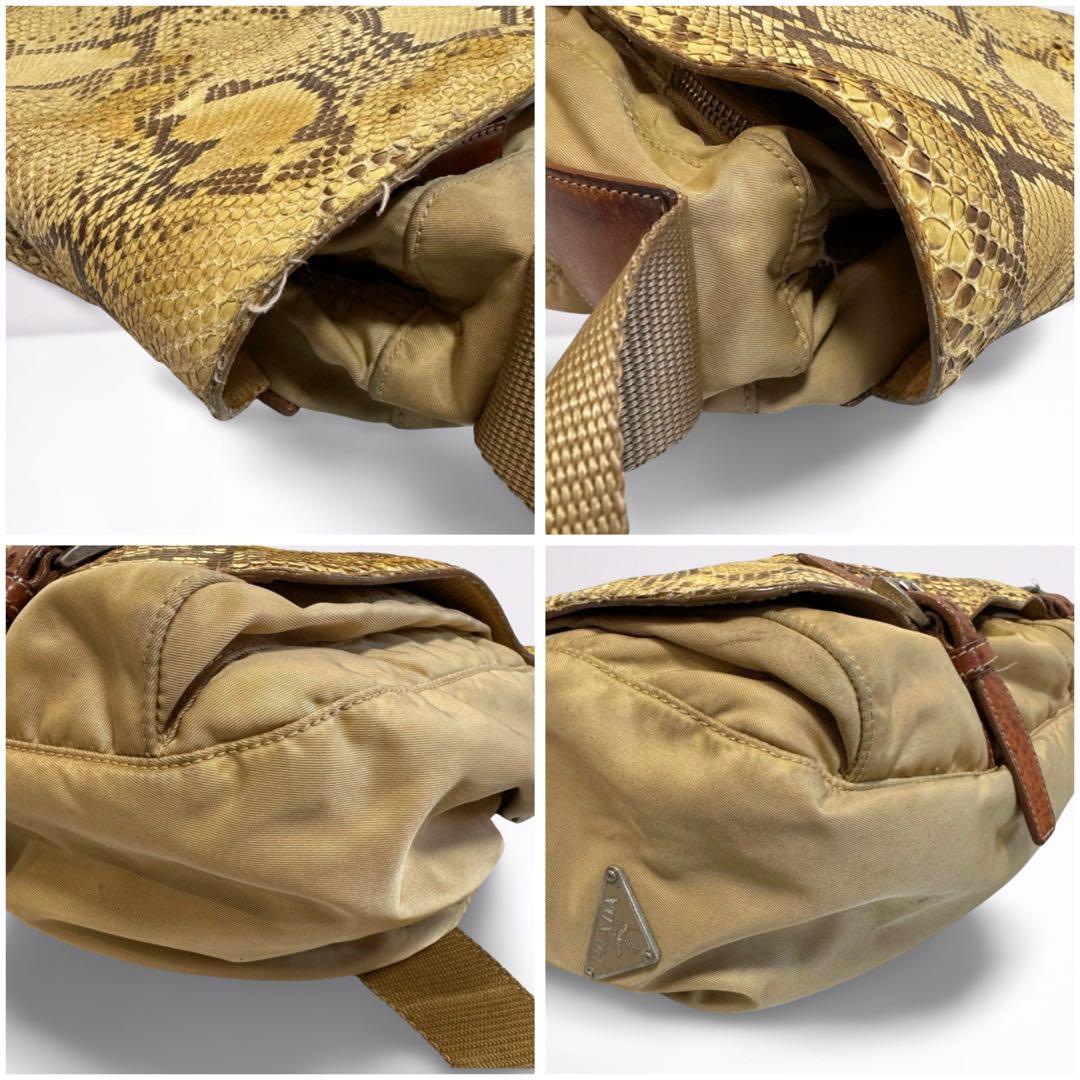 【正規品】プラダ PRADA ギャラカード メッセンジャー ナイロン×パイソン