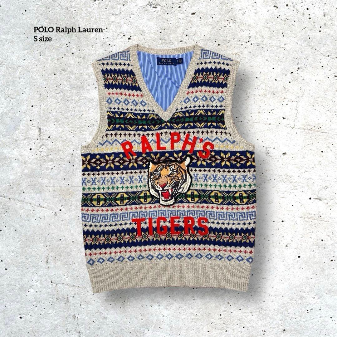 ポロラルフローレン フェアアイル タイガー 刺繍 ワッペンニットベスト SP