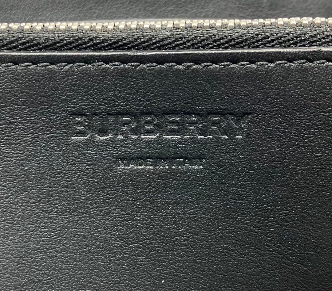 ⭐️ 極美品 バーバリー エンボス ラウンドファスナー 長財布 ブラック 鑑定済