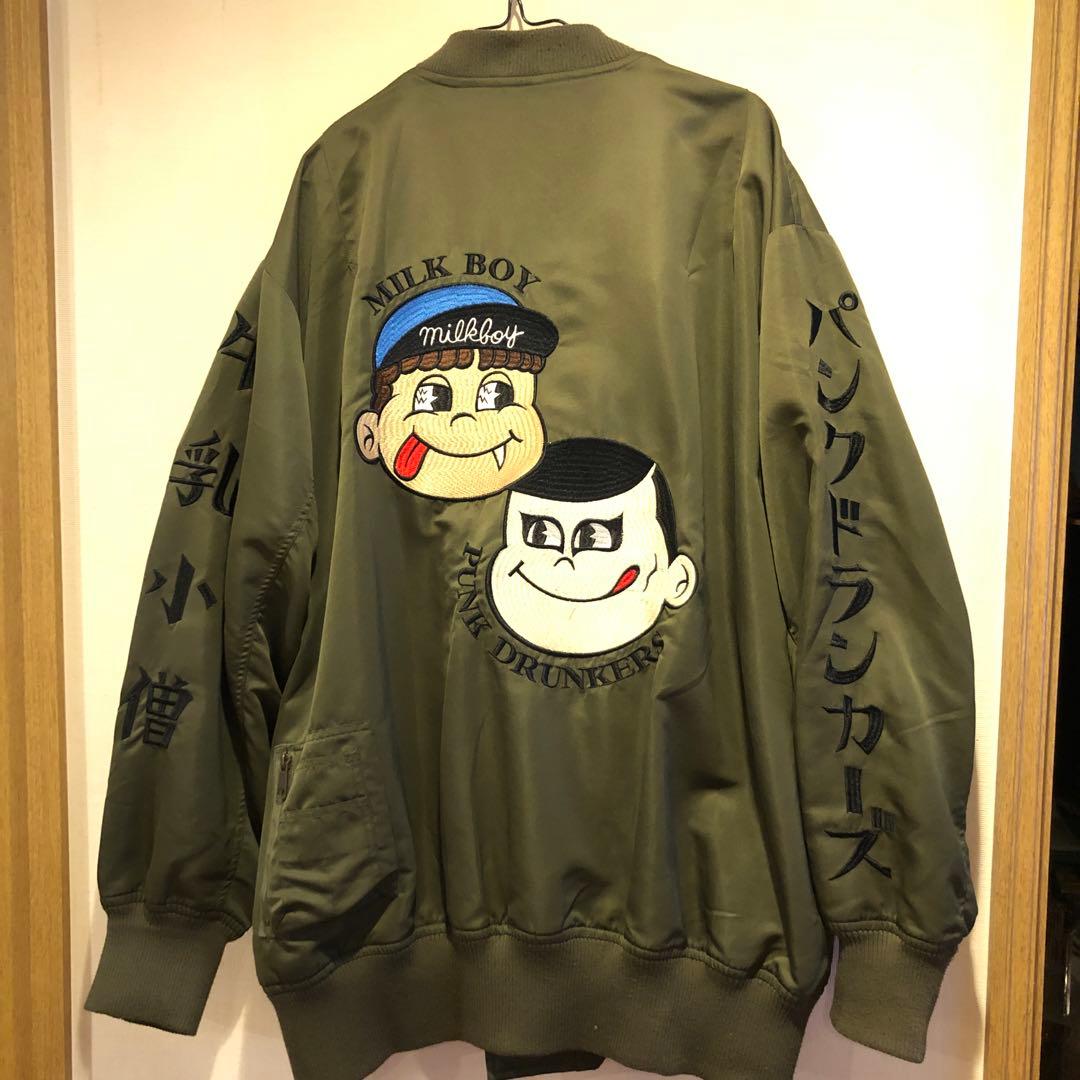 パンクドランカーズ✖️ミルクボーイコラボアイテム　MBPD スカジャン オリーブ色