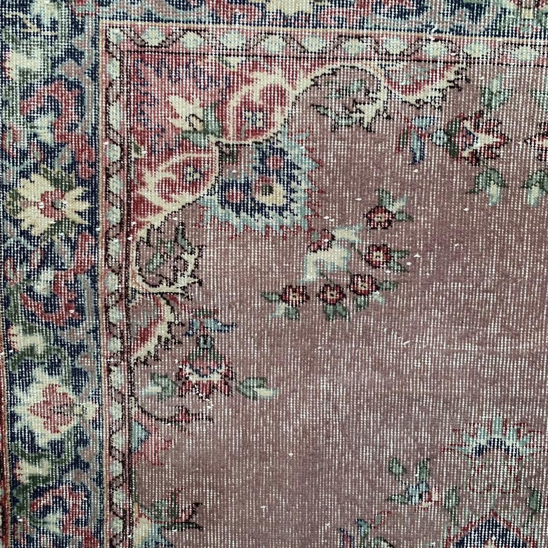 トルコヴィンテージラグ　モーブピンク　214 ×125 フラワー　メダリオン