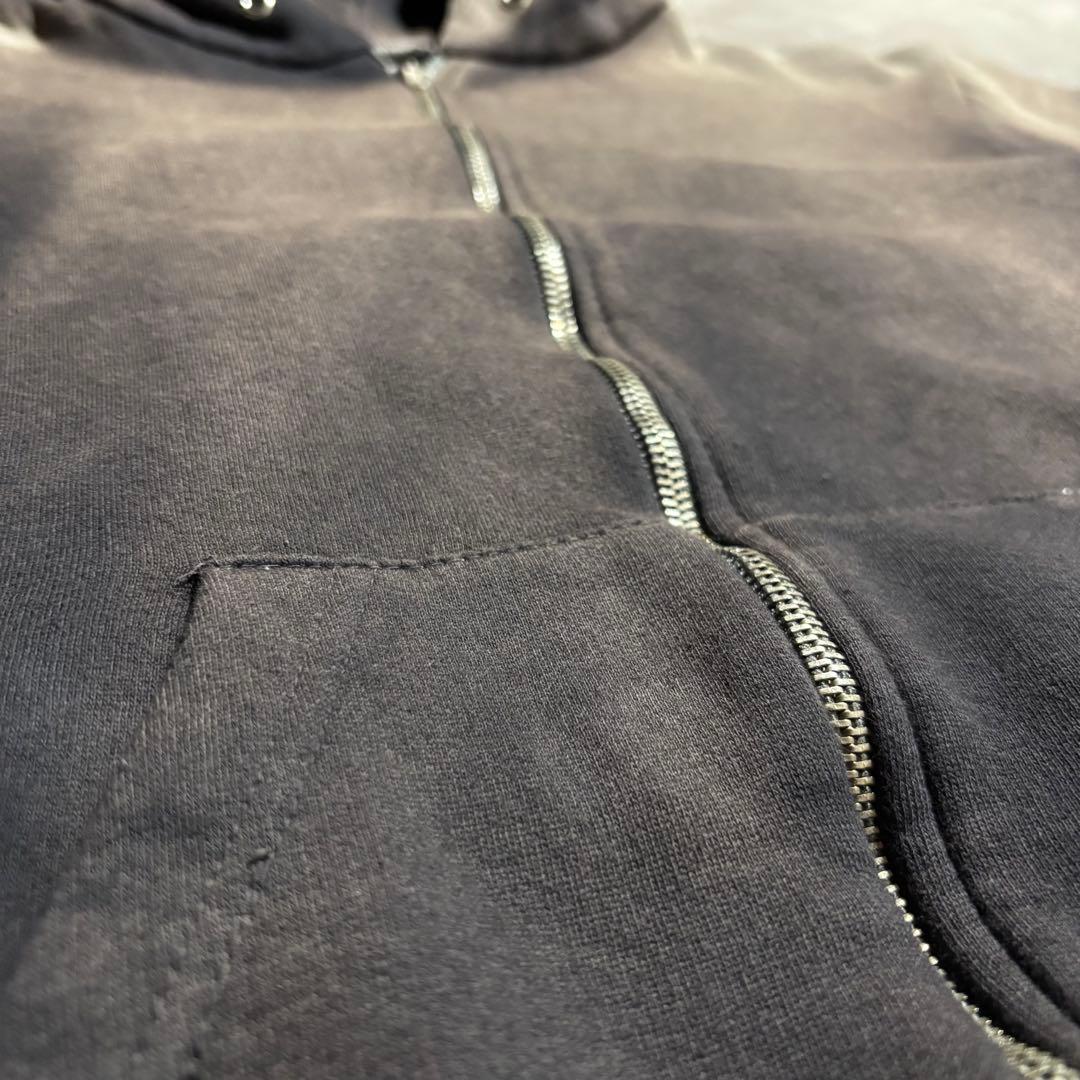 70s - unknown パーカー　フルジップ　サンフェード　黒　ブラック