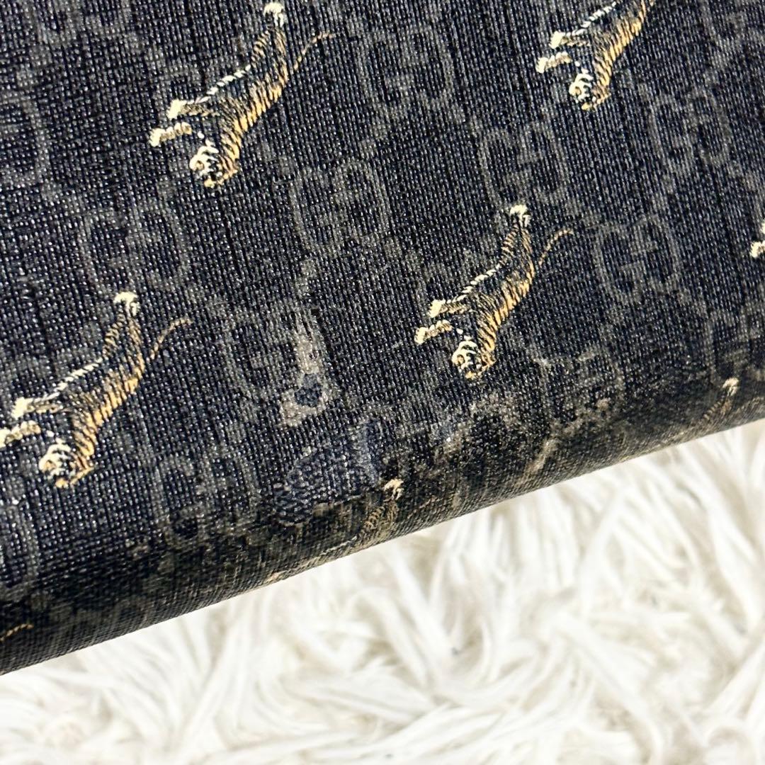 グッチ 長財布 タイガー 虎 PVC GGスプリーム ラウンドファスナー 黒