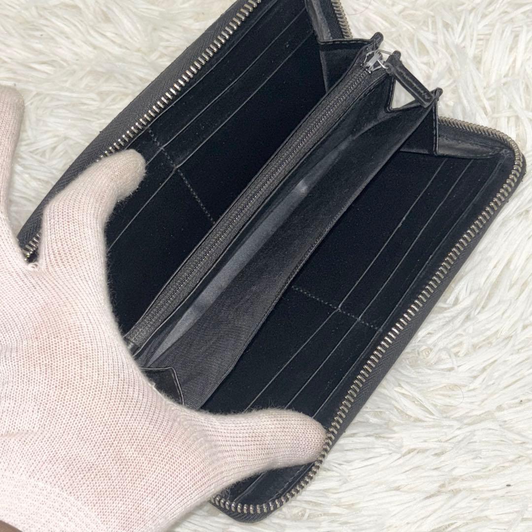 グッチ 長財布 タイガー 虎 PVC GGスプリーム ラウンドファスナー 黒