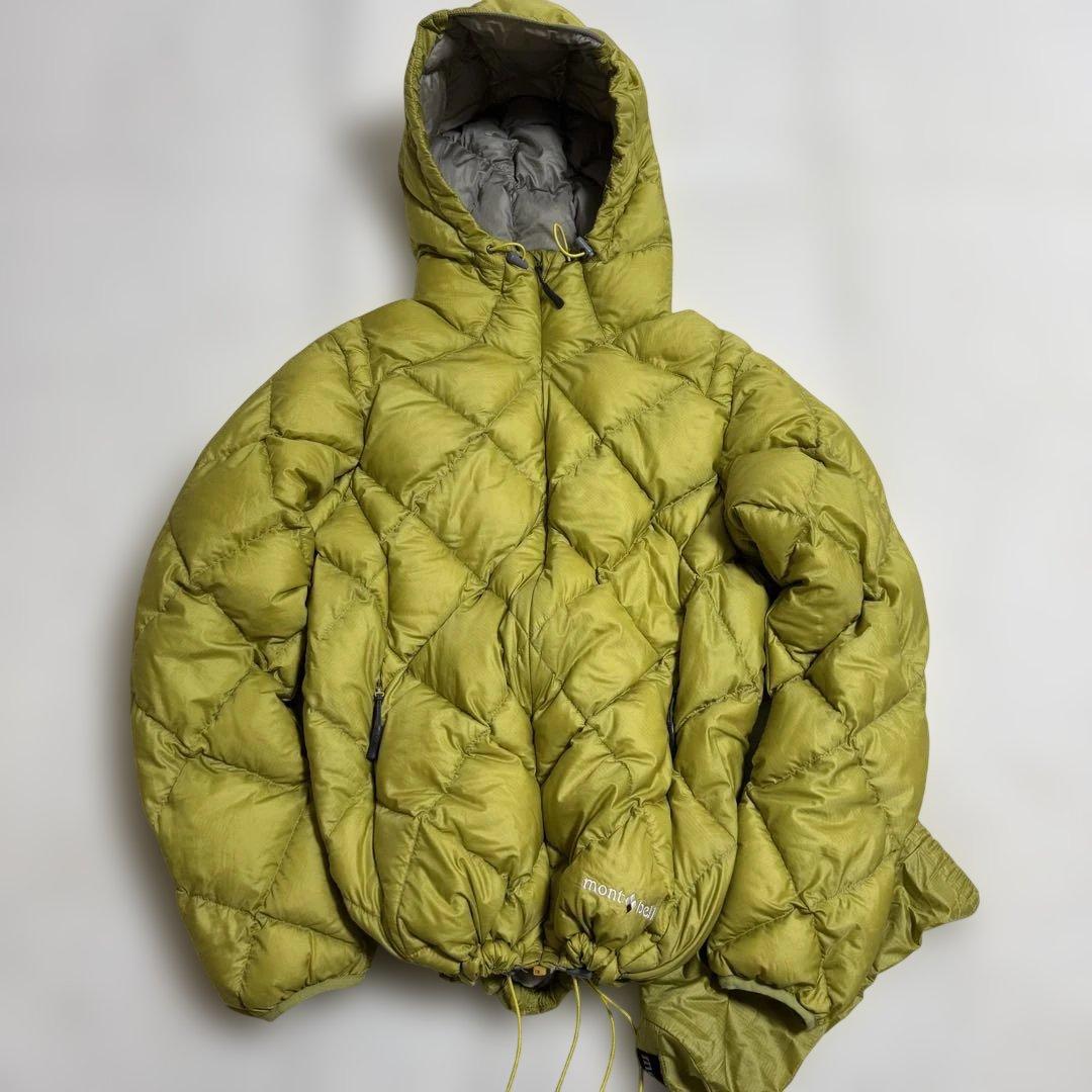 美品モンベル800FP ライトアルパインダウンパーカ Mイエローy2k短丈