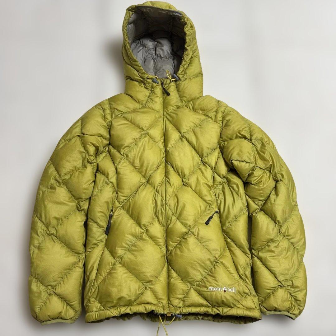 美品モンベル800FP ライトアルパインダウンパーカ Mイエローy2k短丈