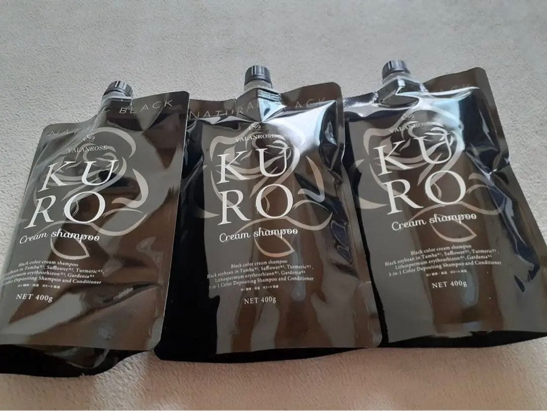 バランローズKUROクリームシャンプー　ナチュラルブラック400g ３個セット