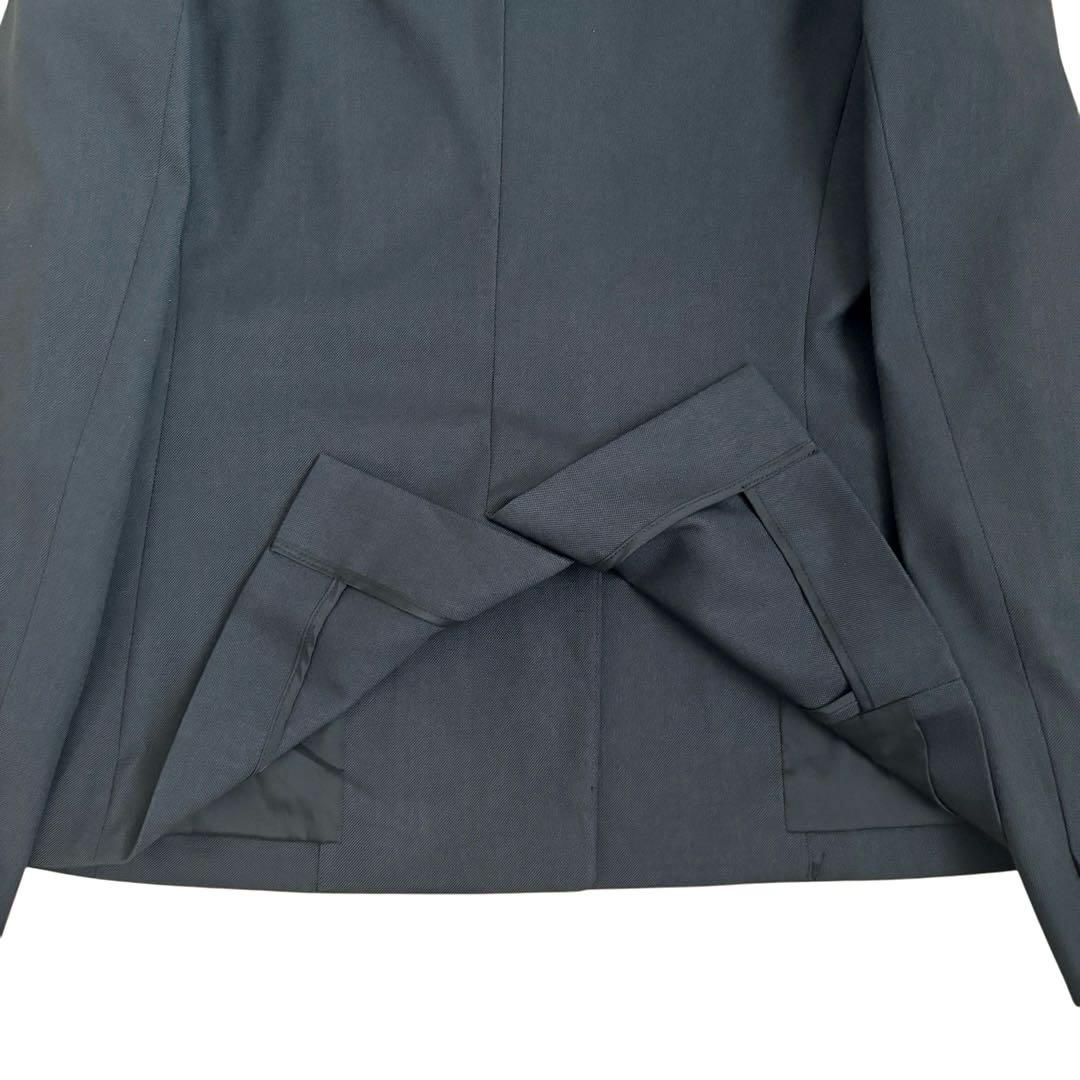 プラステ　パンツスーツ　上下　ノーカラージャケット　セットアップ　背抜き　麻混