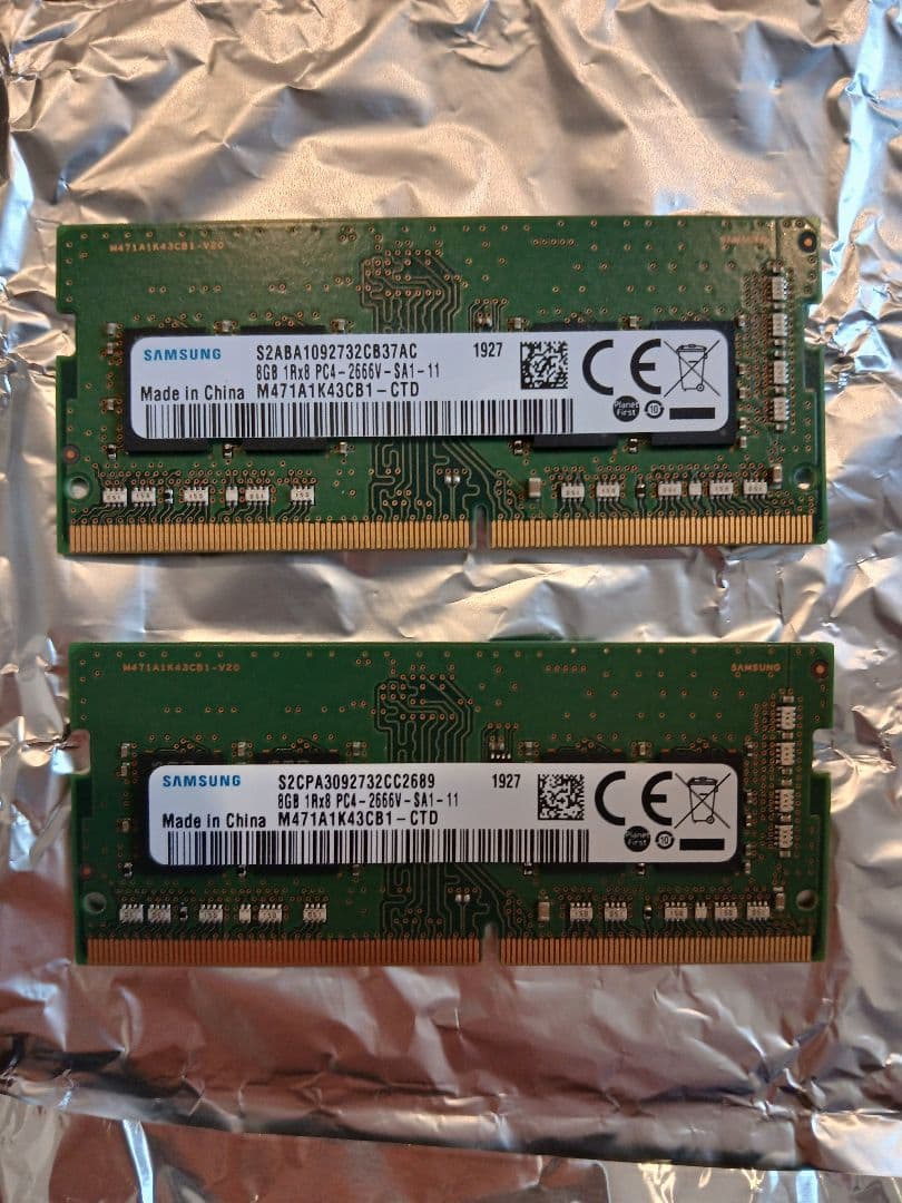 Samsung DDR4 8GB 2666MHz メモリー2枚セット