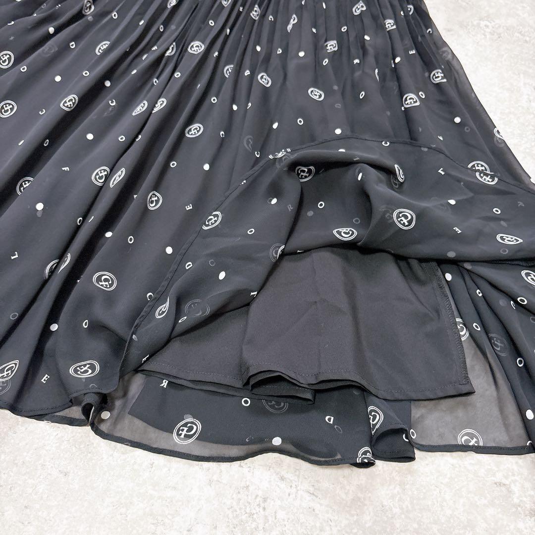 極美品✨セルフォード　ボウタイプリーツワンピース　ロゴ入り　フレア　Aライン