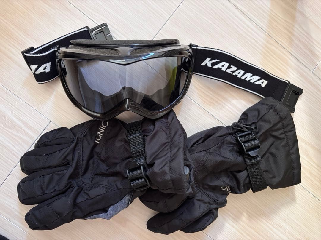 限定価格　キスマーク　スノーボードウェア チェック/ブラック　ゴーグルグローブ付