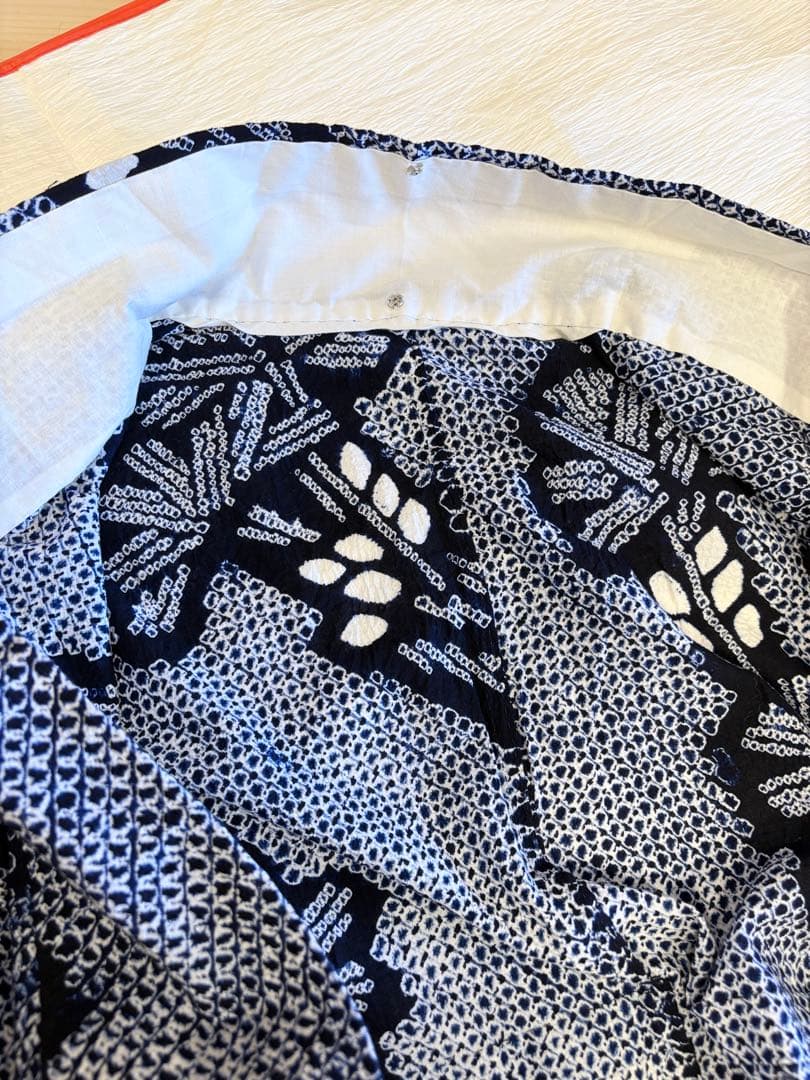 浴衣 絞り 紺色 青 広衿 2507181