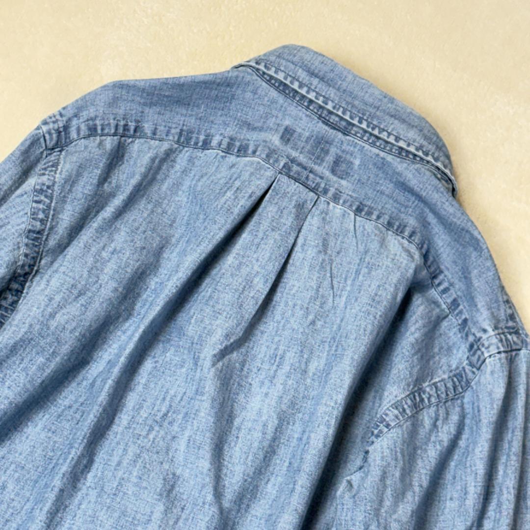 【美品】ラルフローレン ダンガリーシャツ L デニム マルチポニーオーバーサイズ