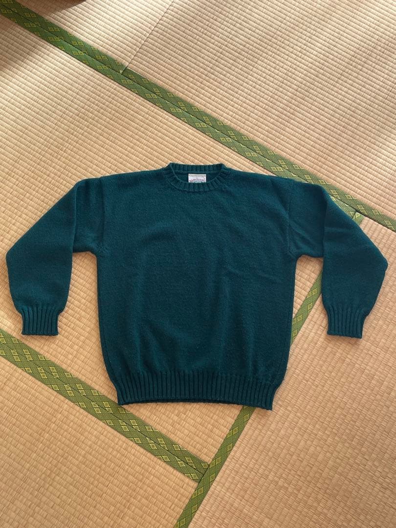 Jamieson's グリーン クルーネック ニットセーター ヘビーウール M