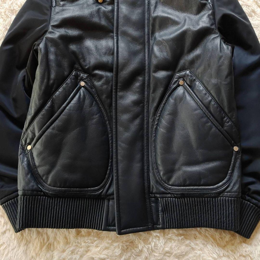 BURBERRY 異素材 切替 ファイヤーマンフック レザージャケット ブルゾン