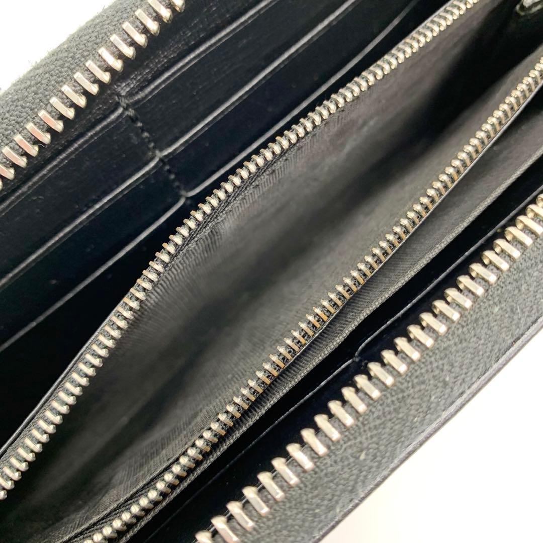 美品 GUCCI グッチ サイフ 財布 GGスプリーム ラウンドジップ 黒
