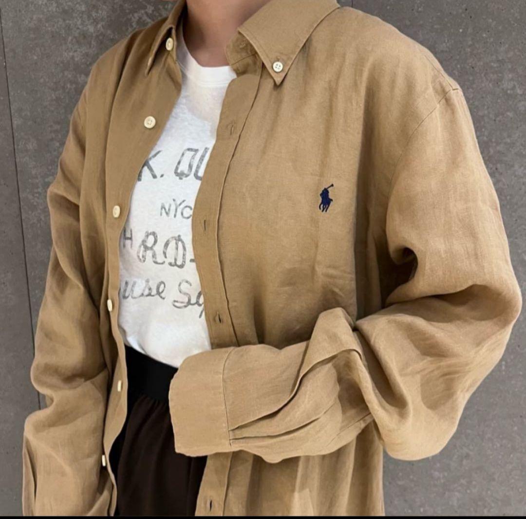 ✨極美品 ポロ ラルフローレン ベージュリネンシャツ SP クラシックフィット