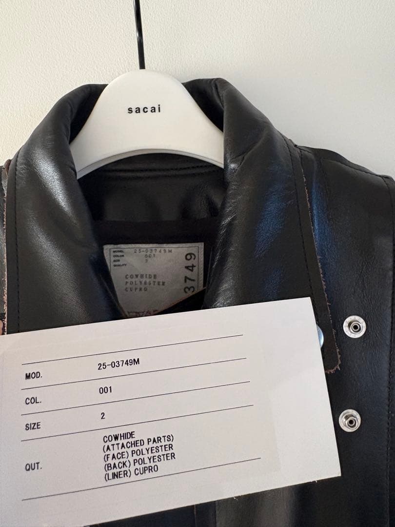 sacai 25AW Leather Jacket レザージャケット　ブラック