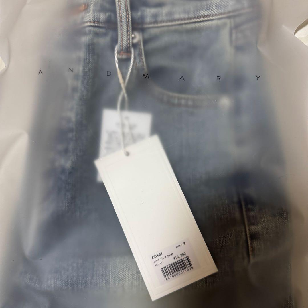 パンツ andmary Mary logo flare denim blue beige