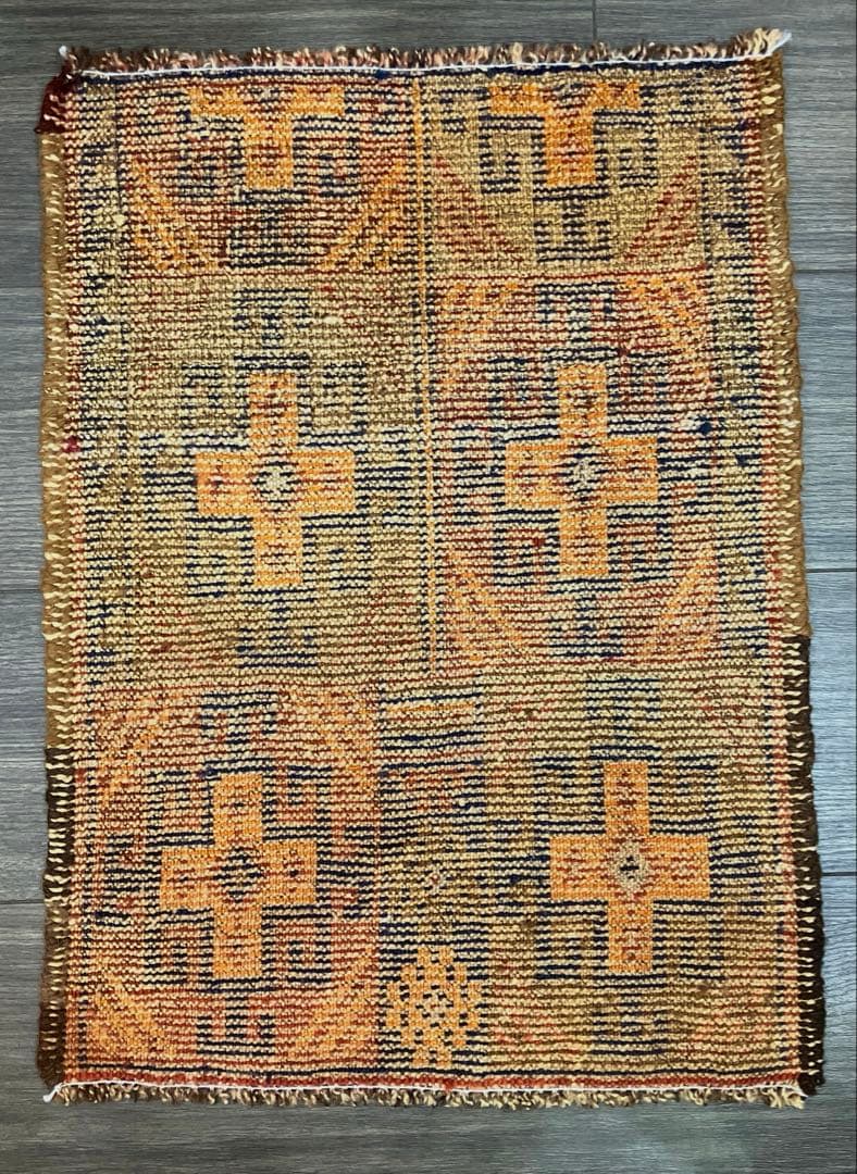 トライバル ラグ トルクメン 手織り 絨毯 ビンテージラグ 44cmx60cm