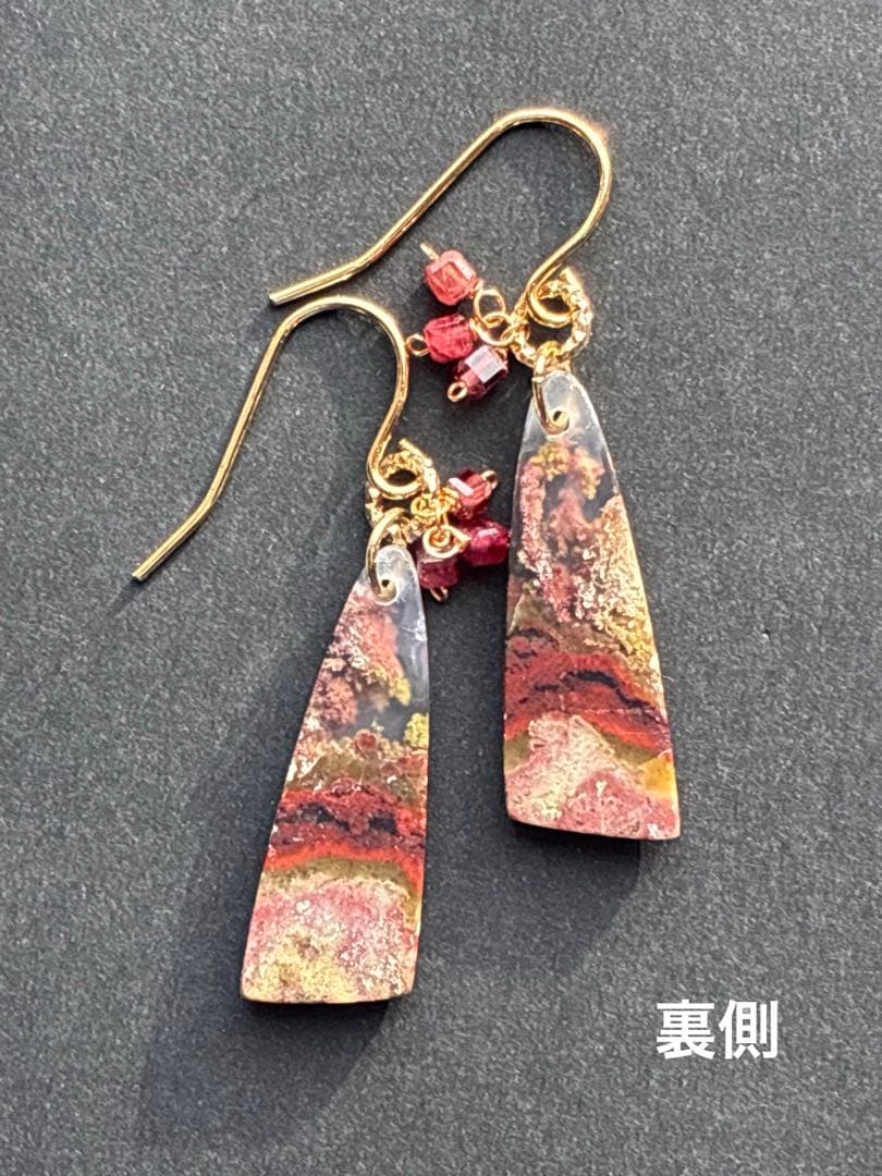 maumaumau 　14kgf レッドモスアゲートピアス