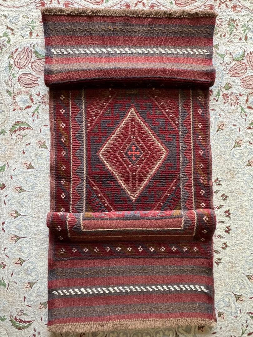 ペルシャ タフタン手作りラグ ランナー 56cm X 240cm