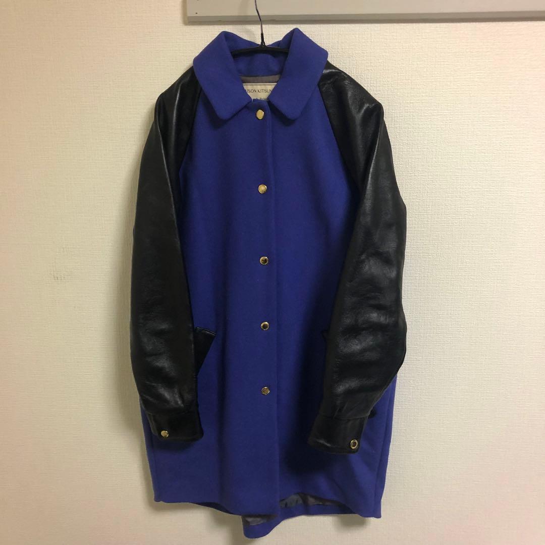 Maison Kitsune メゾンキツネ レザー切替 スタジャン型 コート