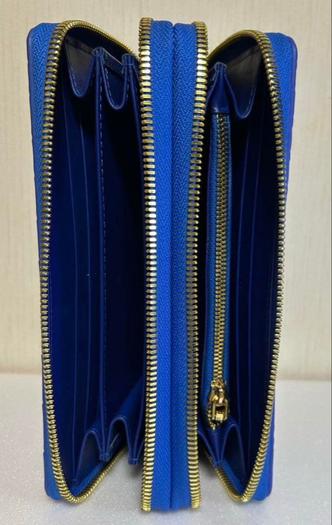 クロコダイル　ダブルファスナー　長財布　ワニ革財布　ブルー