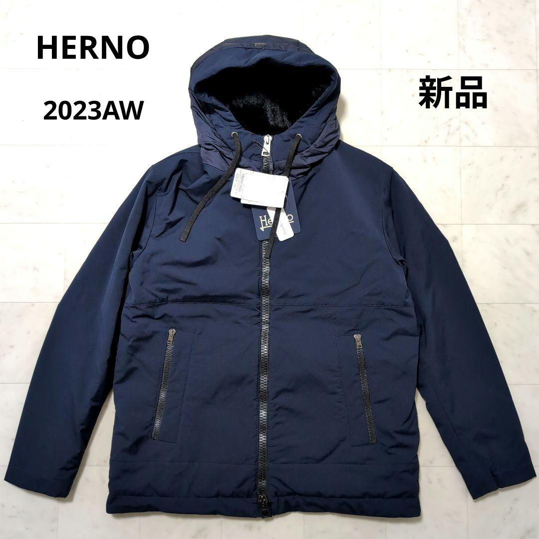 新品 2023AW HERNO ウォーターリペレントフェイクファー中綿ブルゾン