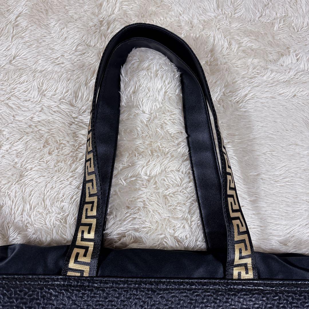 VERSACE ヴェルサーチ トートバッグ メデューサ 巾着 レザー A4 黒