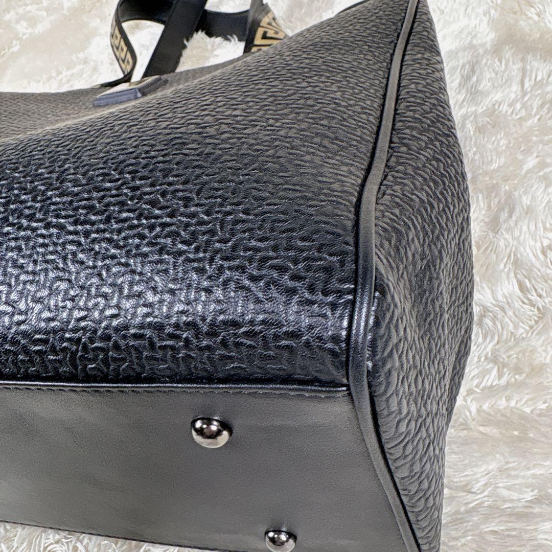 VERSACE ヴェルサーチ トートバッグ メデューサ 巾着 レザー A4 黒