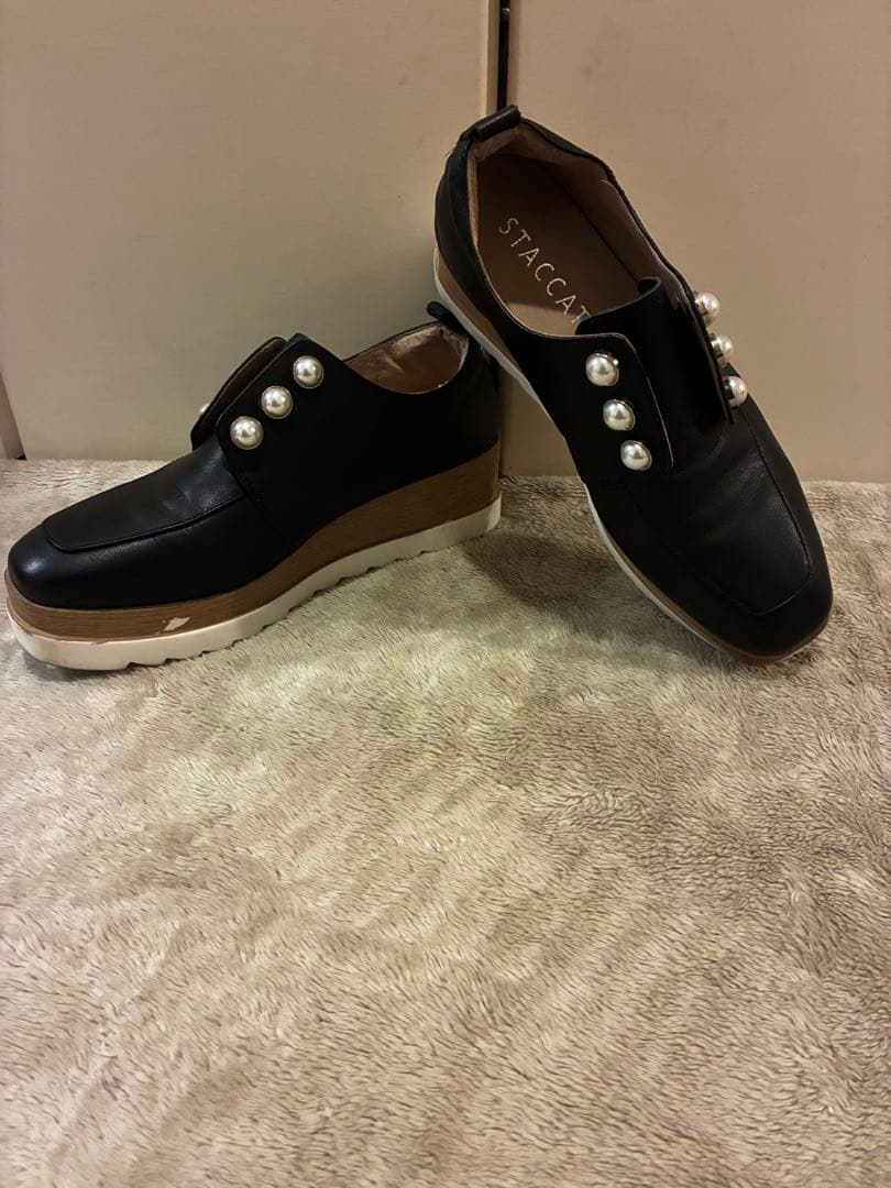 STACCATTO メイジーパールプラットフォームシューズ ブラック 黒 24