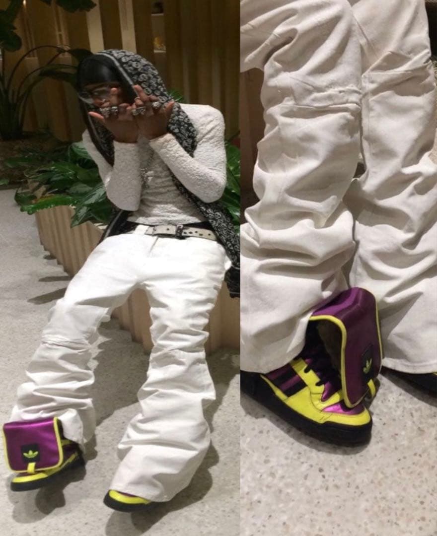 ホワイトフレアデニムパンツ　brrrsos archive SWAG opium