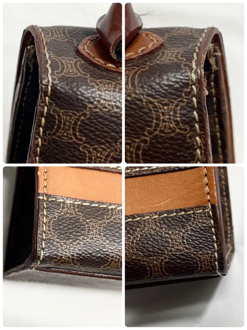 セリーヌ ロゴ 型押し マカダム ハンドバッグ フォーマルバッグ 2way 茶色