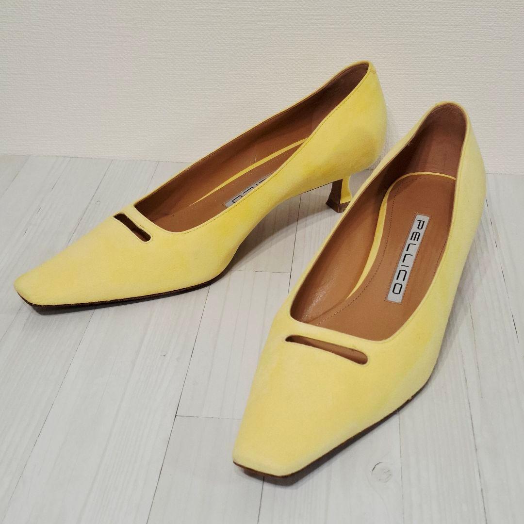 PELLICO ペリーコ スクエアトゥパンプス 25cm イエロー4cm美品