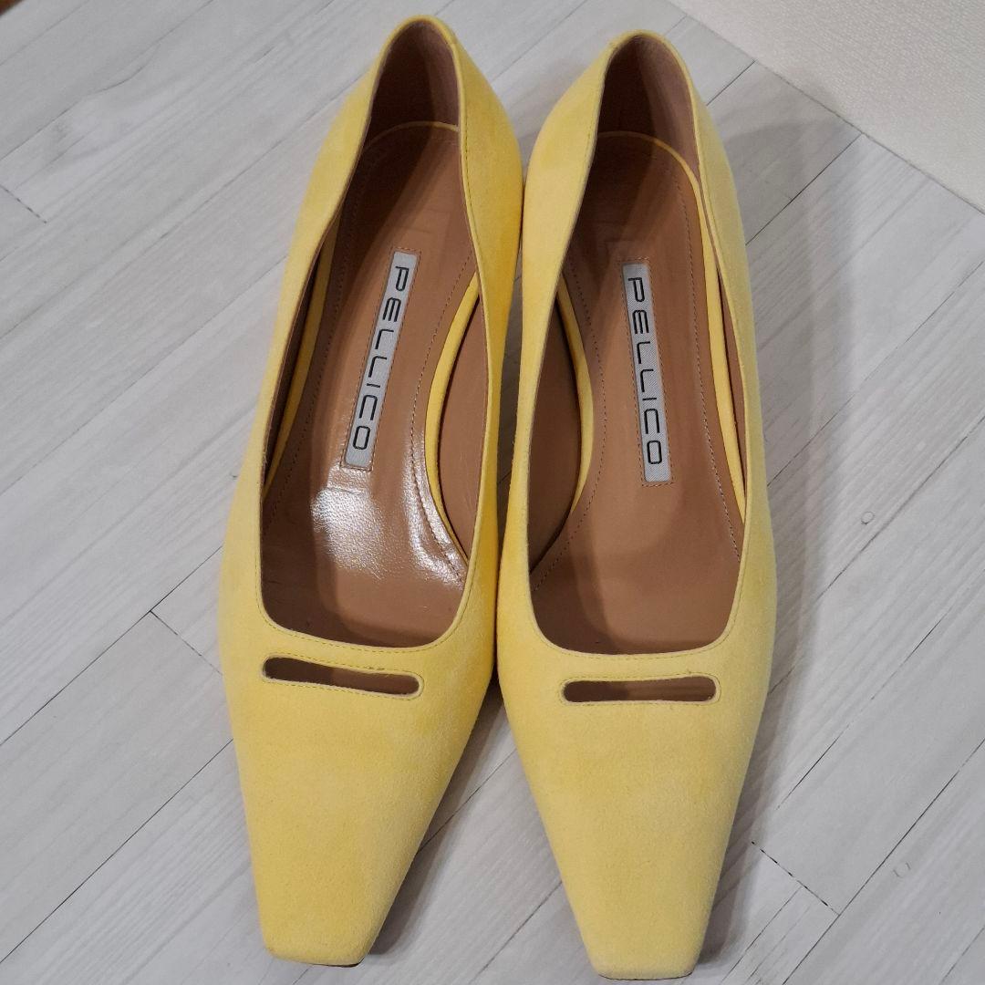 PELLICO ペリーコ スクエアトゥパンプス 25cm イエロー4cm美品