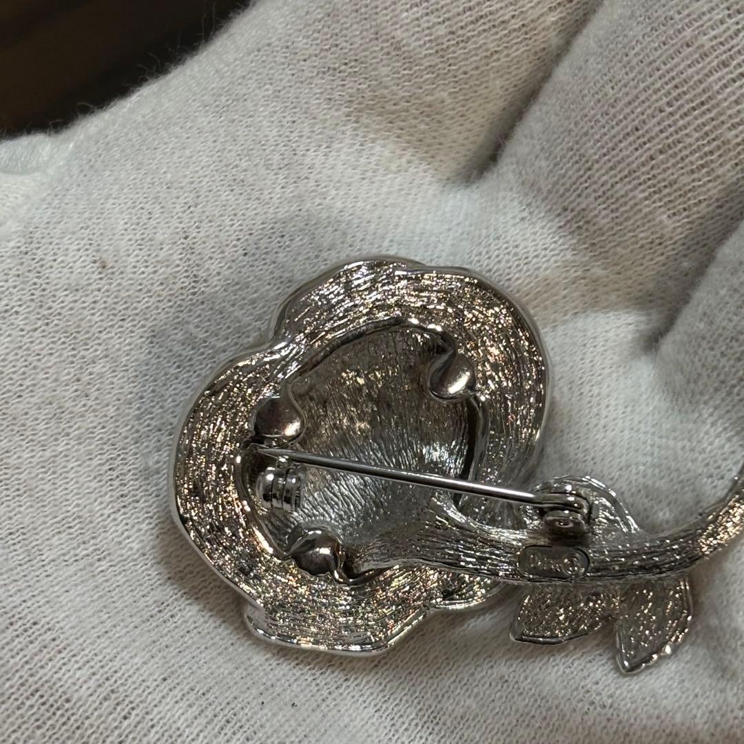 ［激レア　未使用級］ディオール　薔薇　シルバー　ラインストーン　ブローチ