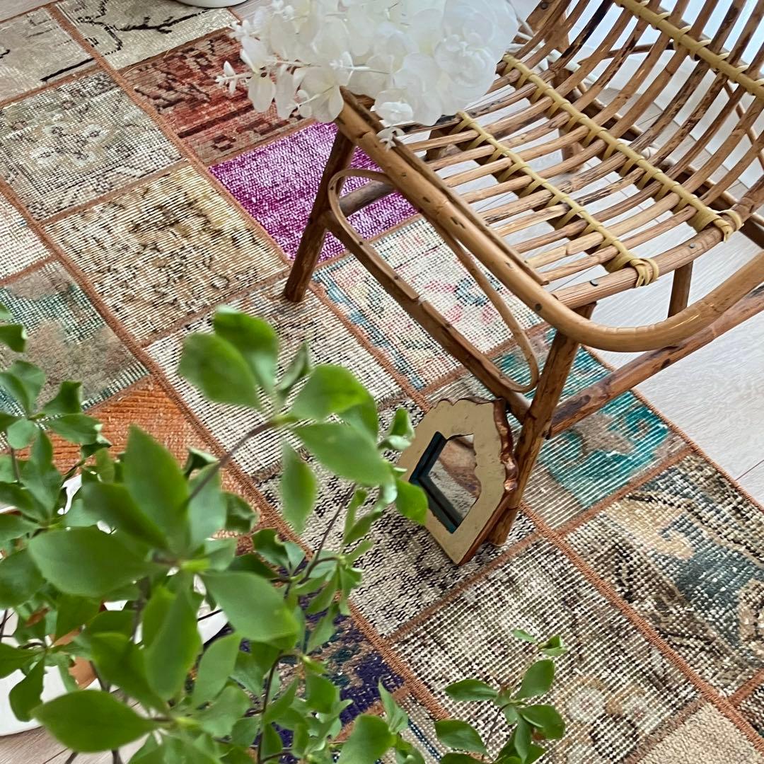 カラフル57×161✳︎パッチワーク　ランナー　ロング　トルコヴィンテージラグ