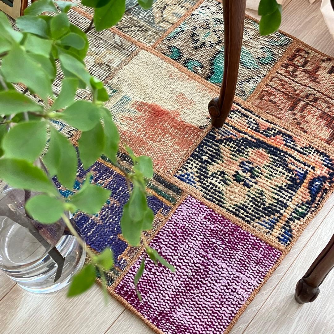 カラフル57×161✳︎パッチワーク　ランナー　ロング　トルコヴィンテージラグ