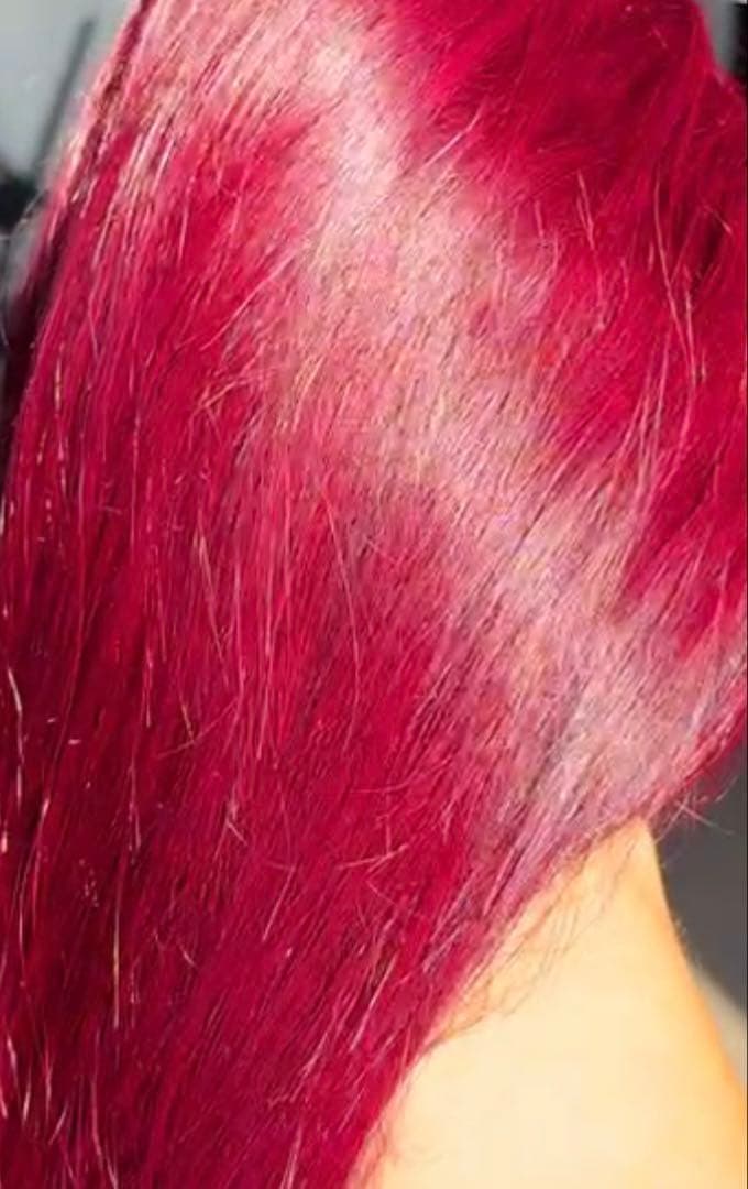 【新品】人毛100%フルウィッグ｜カシスレッド｜耳かけ・自然なもみあげ｜ロング