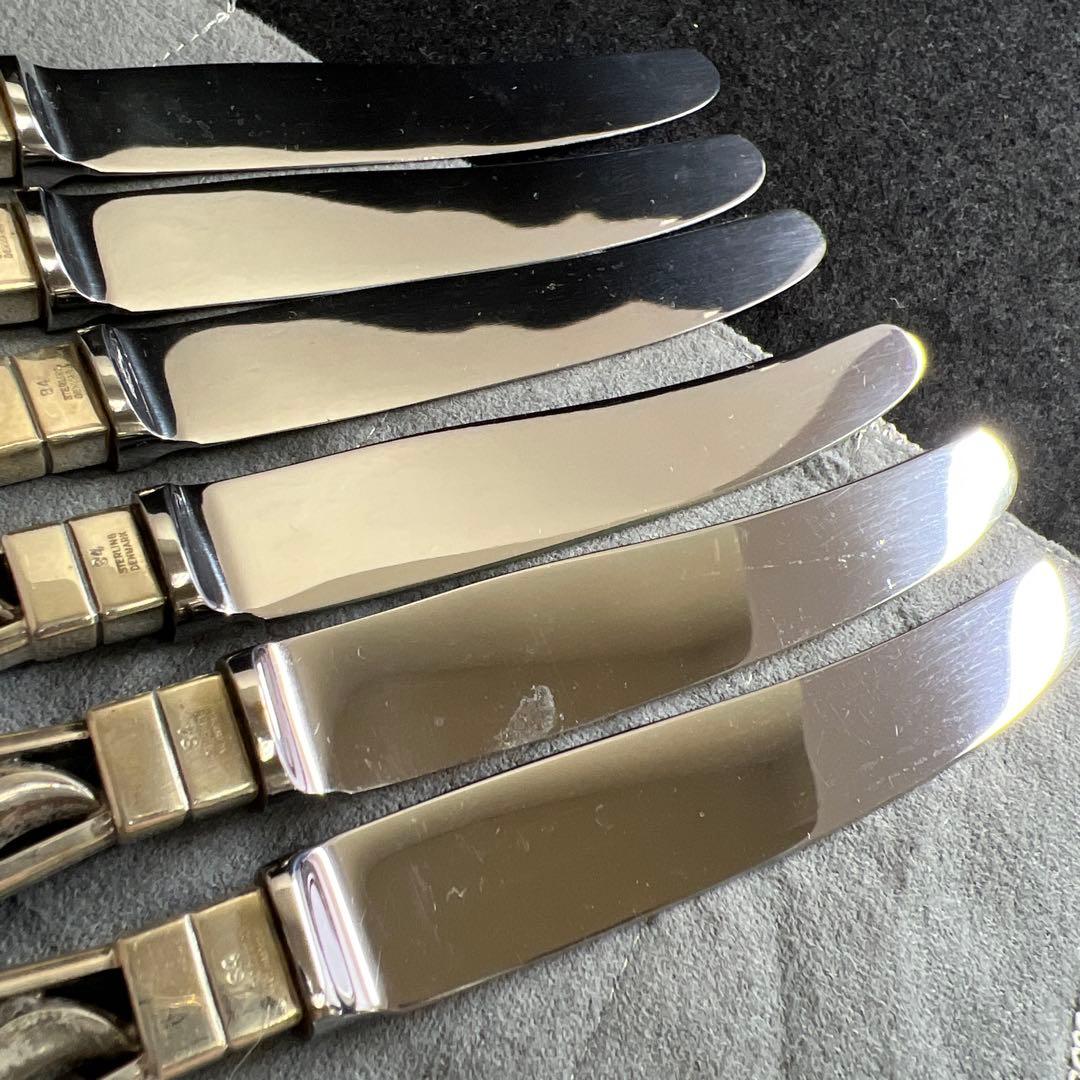 ジョージジェンセン　ブロッサムsterling925デザートナイフ6本　共袋付