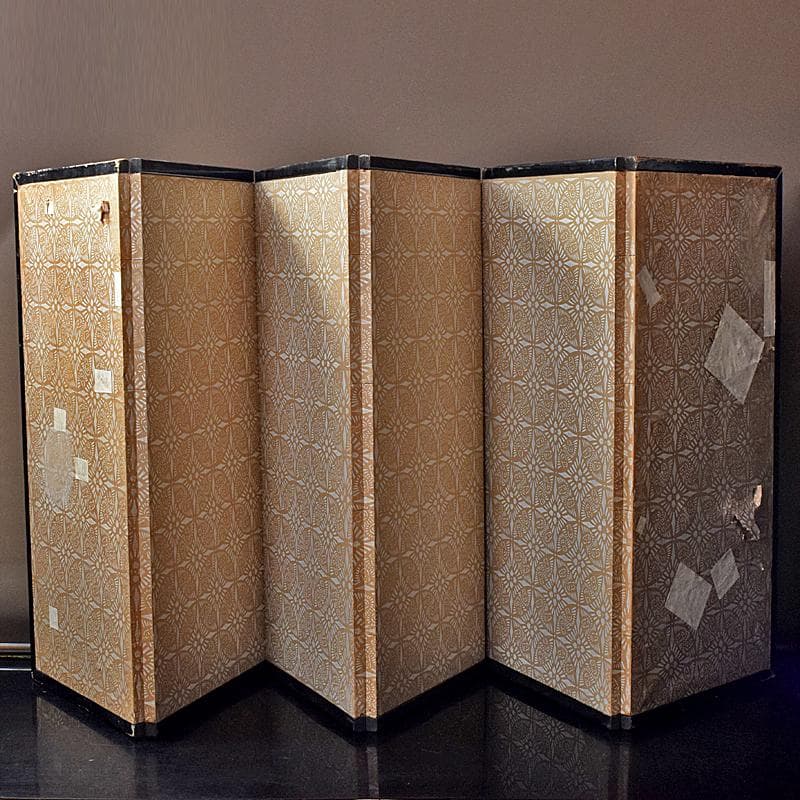 書画　支那事変　野砲戦図　小屏風　衝立　M　R7573B