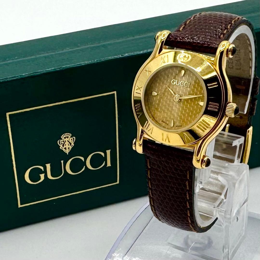 稼働/新品電池　グッチ 腕時計　6500L ヴィンテージ　純正ベルト　クォーツ