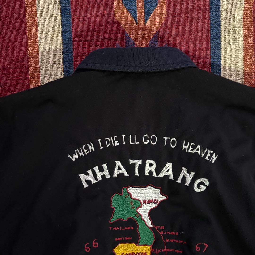希少L★90sベトジャン【天国と地獄】スーベニアジャケット 刺繍 虎福 地図 黒