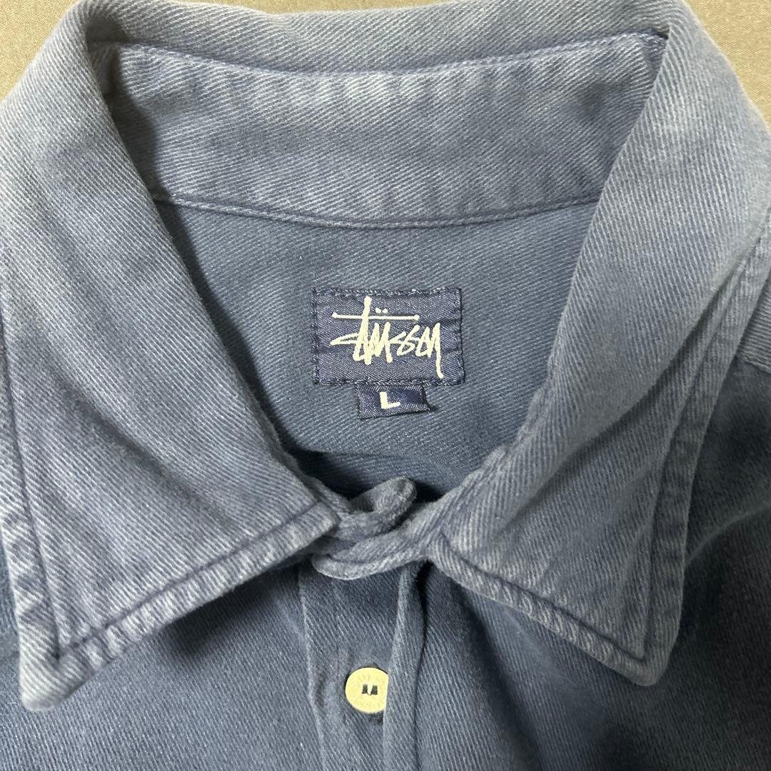 90s ステューシー シャツ コットン made in USA　紺タグ Ｌサイズ
