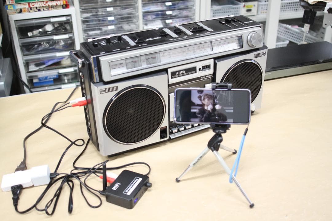 1979ラジカセ整備済　AIWA　CS-60　PCやスマホの音を出力