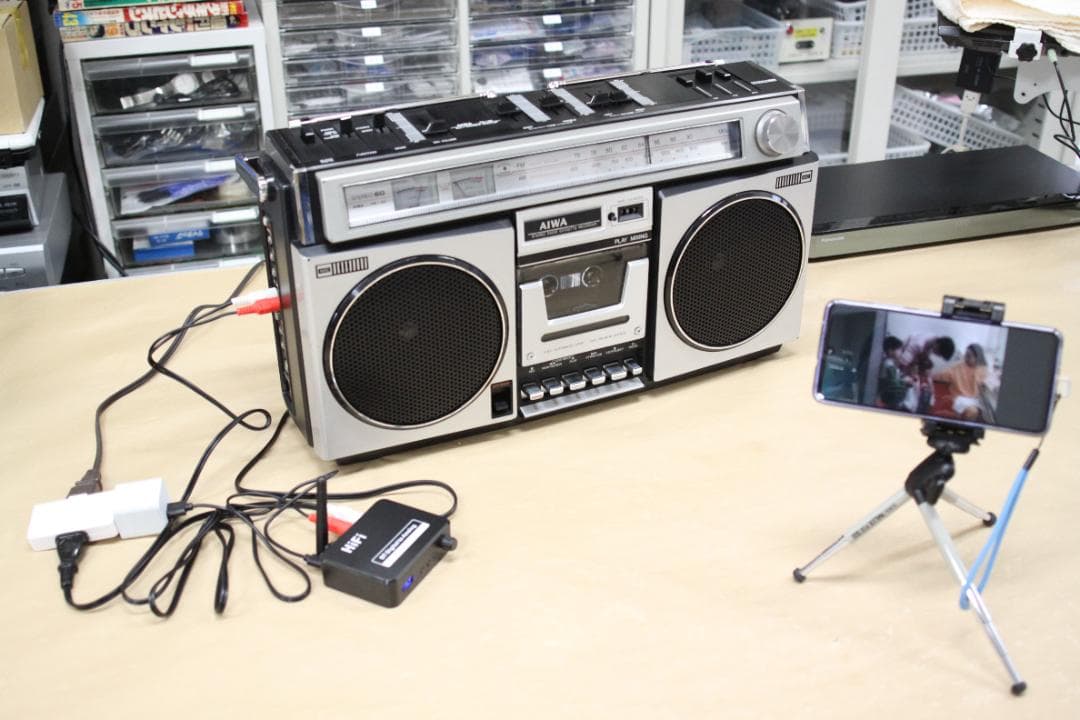 1979ラジカセ整備済　AIWA　CS-60　PCやスマホの音を出力
