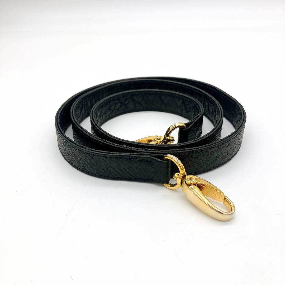 極美品　大型【オーストリッチ本革】ボストンバッグ　ゴールド金具　ブラック